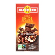 Chocolate con leche y avellanas enteras bio, 100 g Altereco