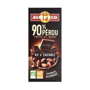 Vista principal del chocolate negro perú 90% bio 100 g  Altereco en stock