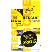 Vista delantera del rescue night 20ml + regalo Rescue cream 30ml Bach Original en stock