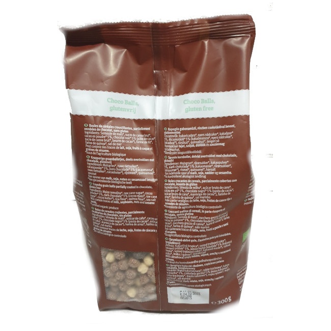 Foto detallada de bolitas de cereales y  chocolate sin gluten 300 gramos Bauck Hof
