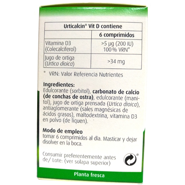 Foto 2 detallada de urticalcin + Vitamina D 600 comprimidos A. Vogel