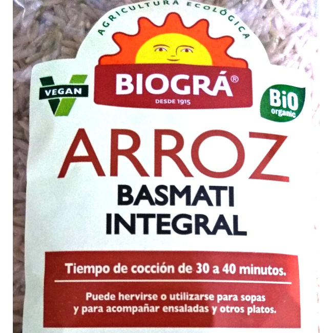 Foto detallada de arroz Basmati integral Bio 500gr Biográ