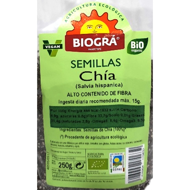 Foto detallada de semillas de Chía Bio 250gr Biográ