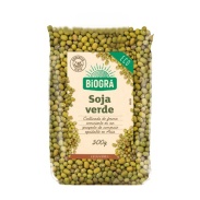 Vista frontal del soja verde 500 g Biogra en stock
