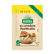 Vista frontal del levadura pan en polvo - panifi cación 9 g Biogra en stock