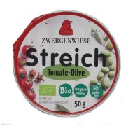 Vista principal del paté vegetal tomate-oliva 50gr Zwergenwiese en stock