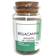 Vista frontal del infusión cáñamo hierbabuena 3 gr Bellacanna en stock