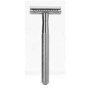 Vista frontal del maquinilla de afeitar metal |plata Bambaw en stock