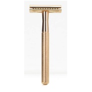 Vista delantera del maquinilla de afeitar metal |oro rosa Bambaw en stock