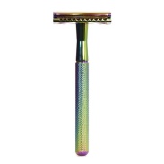 Vista delantera del maquinilla de afeitar metal | Arcoíris Bambaw en stock