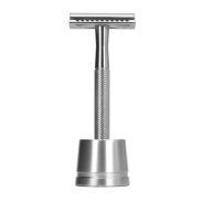 Vista frontal del maquinilla de afeitar metal |plata en stock
