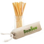 Vista delantera del saquito | Pajitas de bambú 22cm (pack 12) en stock