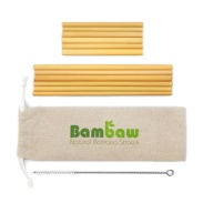 Vista frontal del saquito | Pajitas de bambú 14&22cm (pack 12) en stock