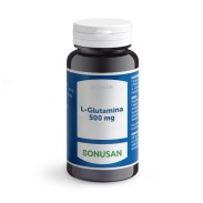 Vista frontal del l-Glutamina 500 mg 60 cáps Bonusan en stock