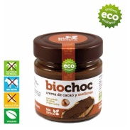 Vista frontal del crema de cacao y avellanas  bio 200 gr Bioartesa en stock