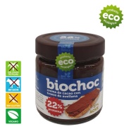 Crema de cacao 22% proteína con trozos de avellana 200 gr Bioartesa
