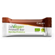 Vista delantera del barrita protéica cacao vegana 35gr beVegan en stock