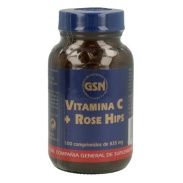 Vista frontal del vitamina c + rose hips 100 compr GSN en stock