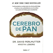 Vista frontal del libro cerebro de pan Dr. David Perlmutter en stock