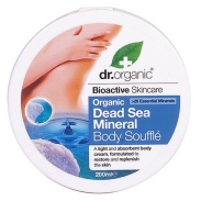 Vista delantera del crema suflé corporal de minerales del mar muerto 200ml Dr. Organic en stock