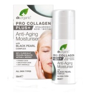 Vista frontal del crema Hidratante Pro Collagen Plus+ perla negra 50 ml Dr. Organic en stock