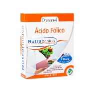 Vista frontal del ácido Fólico 30 cápsulas Nutrabasics Drasanvi en stock