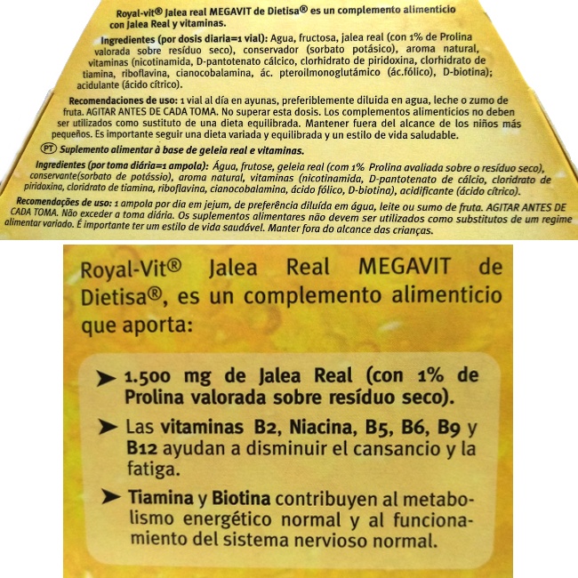 Foto detallada de jalea Real Royal Vit MegaVit 1500mg 20 viales Dielisa