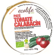 Vista principal del paté tomate y calabacín 50gr bio Ecolife en stock
