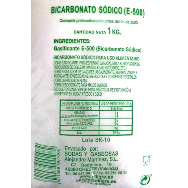 Foto detallada de bicarbonato sódico (uso alimentario) 1Kg El Tigre