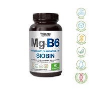 Vista frontal del bisglicinato de Mg+B6 Siobin 60 cáps Vermont Supplements en stock