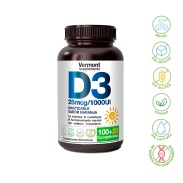 Vista principal del vitamina D3 Masticable 100+20 cáps Vermont Supplements en stock