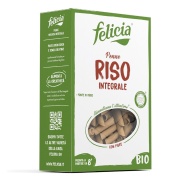 Vista frontal del penne de arroz integral sin gluten 250 g Felicia Bio en stock