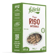 Vista delantera del penne (macarrón) de arroz integral sin gluten 250 g Felicia Bio en stock
