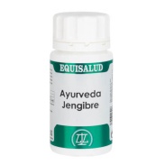 Vista frontal del ayurveda jengibre 50 cáps de 650 mg. en stock