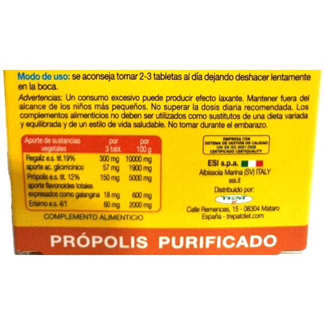 Foto 2 detallada de propolaid PropolGola masticable (sabor miel) 30 tabletas ESI