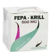 Vista frontal del fepa-krill 60 perlas Fepadiet en stock