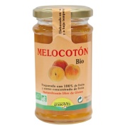 Vista frontal del preparado de frutas de melocotón bio, 240 g Granovita en stock