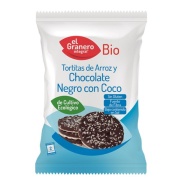 Tortitas de arroz con chocolate negro y coco bio, 33 g El Granero Integral