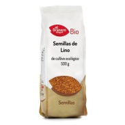 Vista frontal del semillas de lino bio, 500 g  El Granero Integral en stock