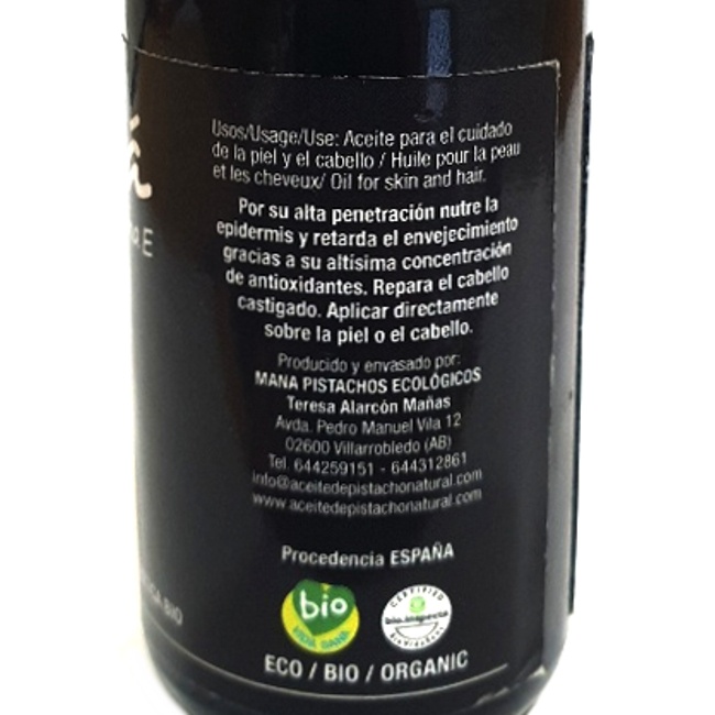 Foto detallada de aceite Cosmético de Pistacho Bio 30ml Hiranyagarba