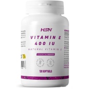 Vista delantera del vitamina E 400 UI 120 perlas HSN en stock