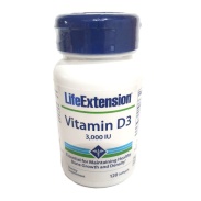 Vista frontal del vitamin D3 3000IU 120 perlas Life Extension