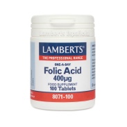 Vista principal del ácido Fólico 400mcg 100 tabletas Lamberts en stock