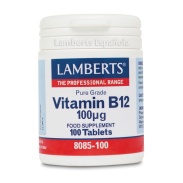 Vista frontal del vitamina B12 100mcg 100 comp Lamberts en stock