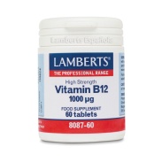 Vista delantera del vitamina B12 1000 µg 60 tabletas Lamberts en stock