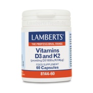 Vista principal del vitamina D3 y K2 60 cápsulas Lamberts en stock