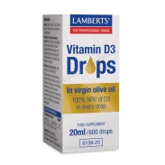 Vista delantera del vitamina D3 gotas 20ml Lamberts en stock
