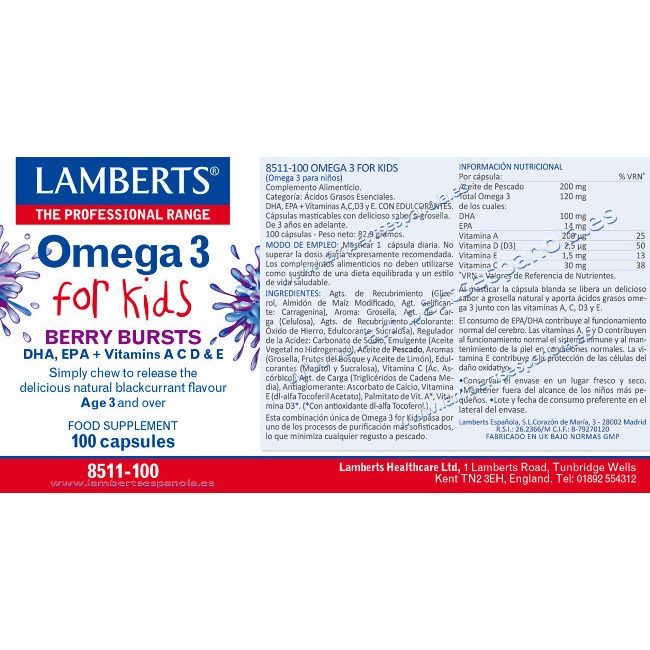 Foto detallada de omega 3 for Kids + Vitaminas 100 perlas Lamberts