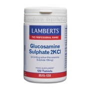 Vista delantera del sulfato de Glucosamina 2KCI 120 tabletas Lamberts en stock