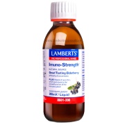 Vista frontal del imuno-Strength + vitamina c y zinc 200 ml Lamberts en stock